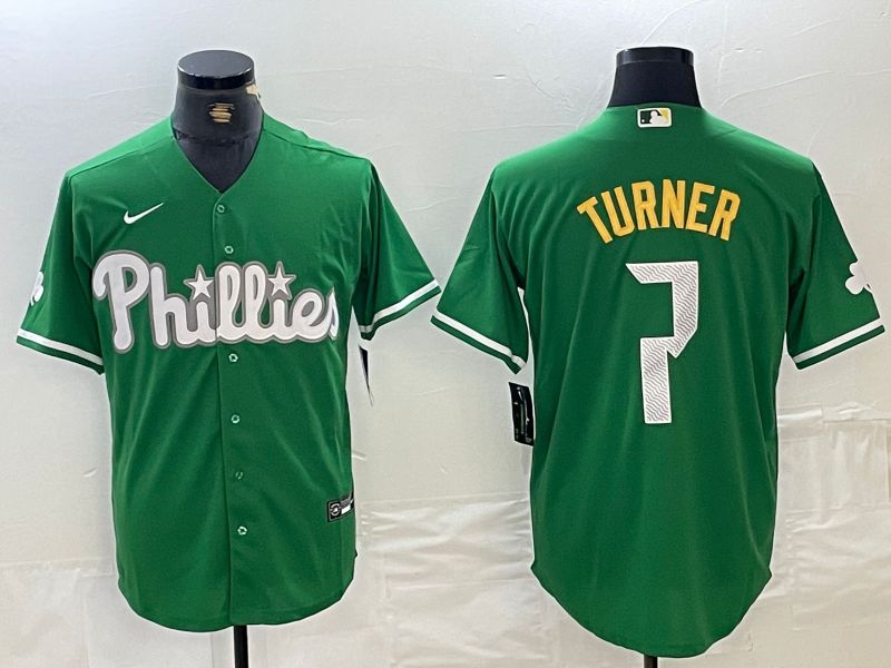 Men Philadelphia Phillies #7 Turner Green Fashion Edition Nike 2024 MLB Jersey style 1